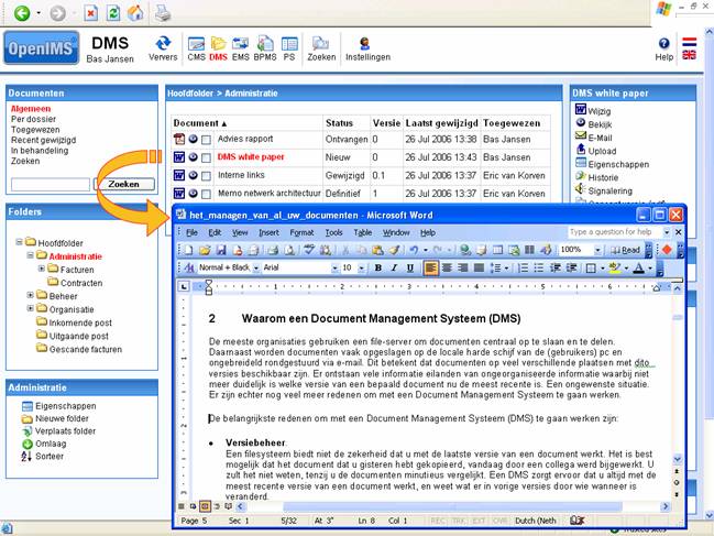OpenIMS DMS bewerken documenten